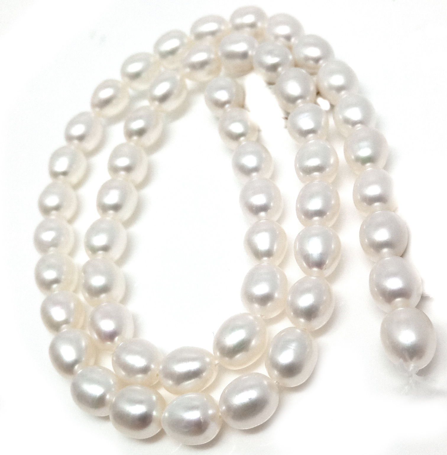 White 6.5-7mm Elliptical Pearl Strands